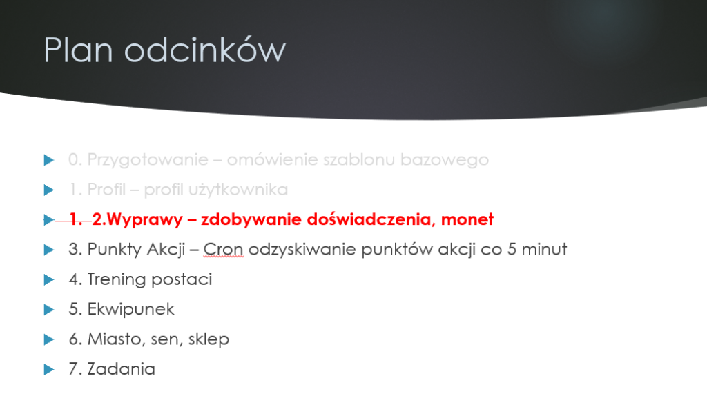 Obrazek przedstawiający plan tworzenia gry, stan na dzień 06.10.2023